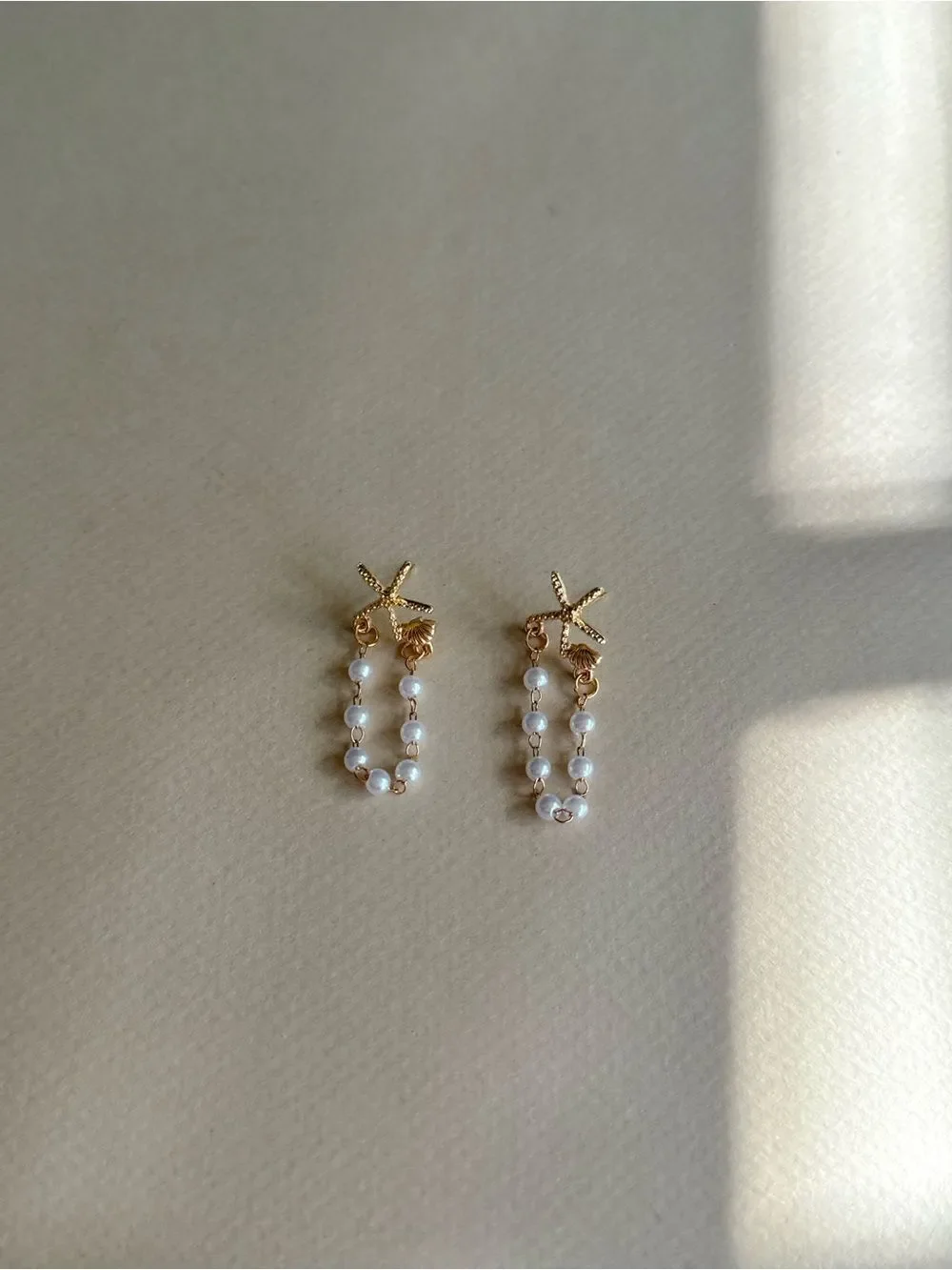 Starfish Pearl Drop Earrings S1413